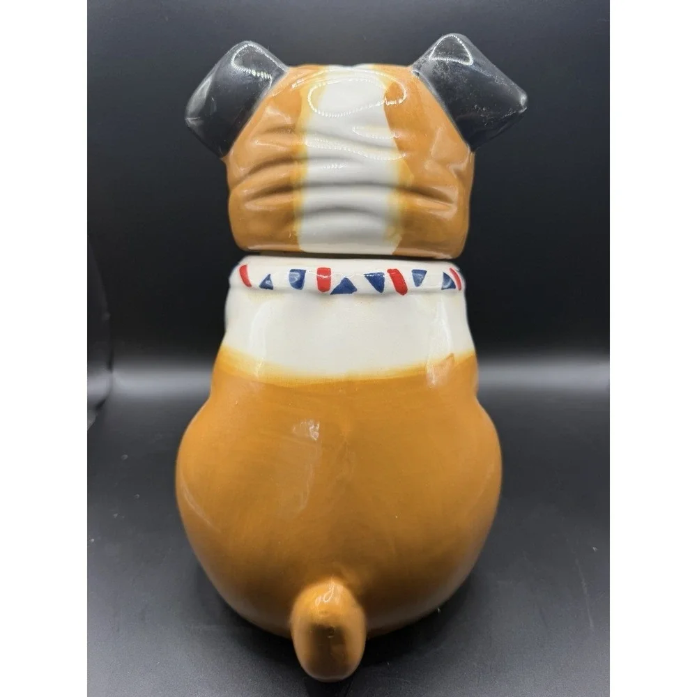 English Bulldog With Union Jack Tie Dog Cookie Jar UK Ceramic 9.25